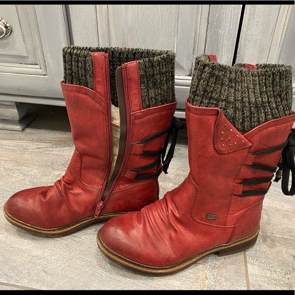 Red Rieker Boots - Picture 4 of 5